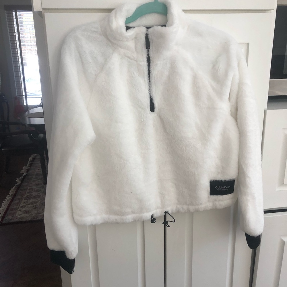 Cropped pull string performance sweater/ Calvin Klein